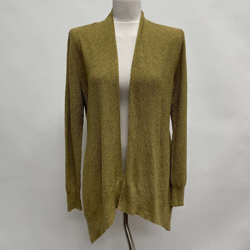 Eileen Fisher Women's Open-Front Cardigan Sweater Small‎ Green 100% Wool